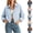 Light Blue, variant on SBYOJLPB Women's Polka Dot Coat Trendy Turndown Collar Long-sleeved Outwear with Zipper and Pockets