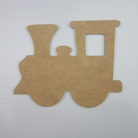 7" Train Engine, Unfinished MDF Art Shape by Wooden Craft Cutouts