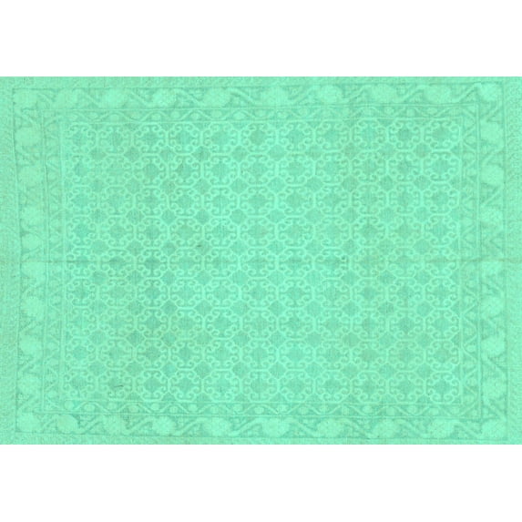 Ahgly Company Machine Washable Indoor Rectangle Oriental Turquoise Blue Modern Area Rugs, 2' x 5'