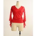 thumbnail image 2 of Prettyia Ballroom Flamenco Latin Dance Practice Blouse Tops Stage Dancewear Red, 2 of 8