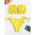 thumbnail image 2 of ZAFUL for Women's Swimwear Ruffle Strapless Tie Side Bikini Swimwear Yellow M, 2 of 7