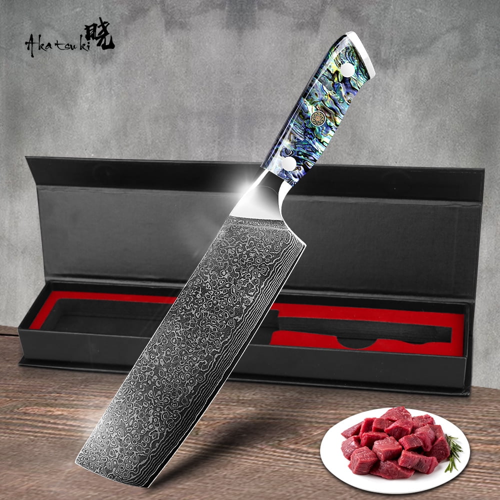 Kitchen Knife Damascus Steel Knife VG10 67 Layers Japanese Chef Knives Santoku Carving Cutting Tool Abalone Shell Handle with Sheath and Giftbox