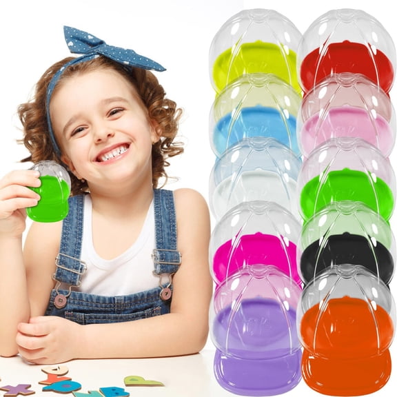 5pcs Mini Baseball Cap Shaped Candy Box For Party, Snacks And Accessories For Parties And Gifts,Dust-Proof Clear (5 Colors)