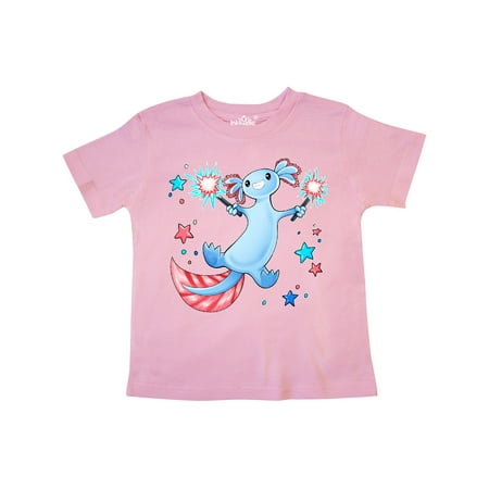 

Inktastic 4th of July Cute Blue Axolotl with Sparklers and Stars Gift Toddler Boy or Toddler Girl T-Shirt