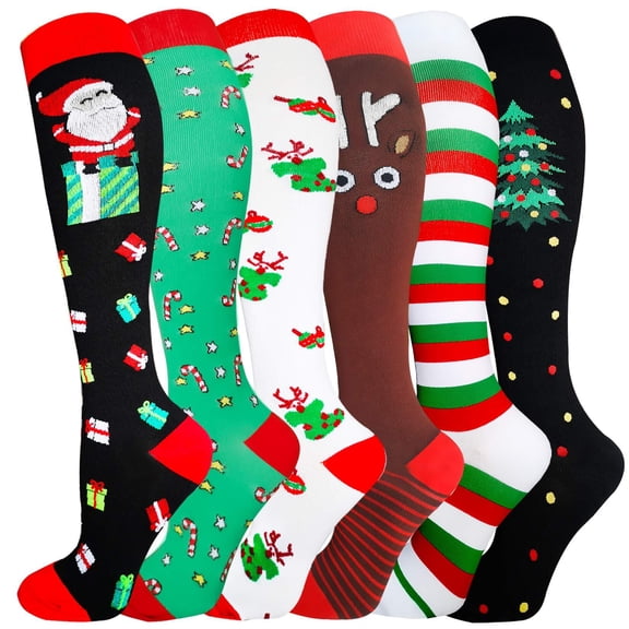 6 Pairs Compression Socks for Women & Men Circulation - Best Support for Nurses,Running,Athletic,Sports