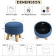 thumbnail image 3 of Small Round Ottoman with Storage, Ottoman Foot Rest in Teddy Velvet, Footstool with Wood Legs and Soft Sponge,Small Accent Table or Plant Stand for Living Room, Bedroom, Couch, Enterway(Dark Blue), 3 of 8
