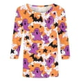 thumbnail image 4 of Yteetum Fall Outfits for Women 2025 3/4 Length Sleeve Womens Tops Halloween Print Oversize Crew Neck T-Shirt Tops Ladies Halloween Graphic Round Neck Loose Fits Plus Size Three Quarter Sleeve Shirts, 4 of 5