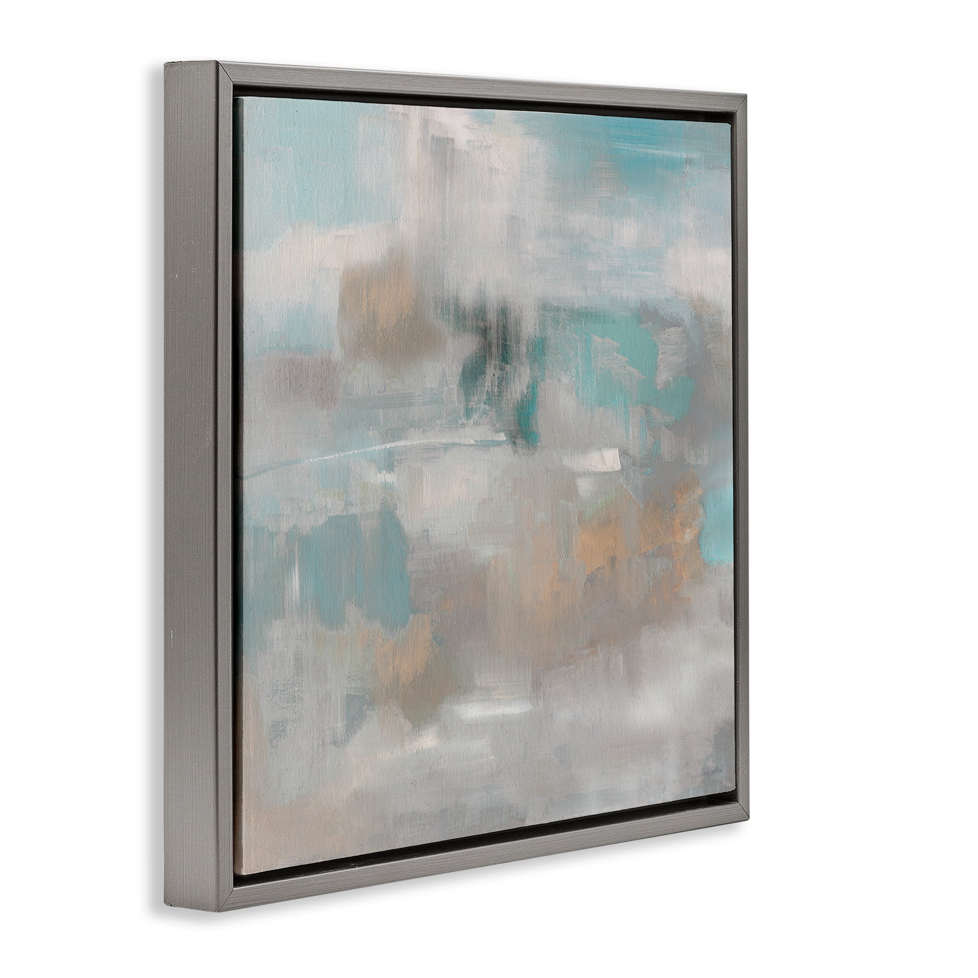 Stupell Industries Serene Soft Abstract Study Gray Framed Floater Canvas Wall Art, design by Sally Swatland