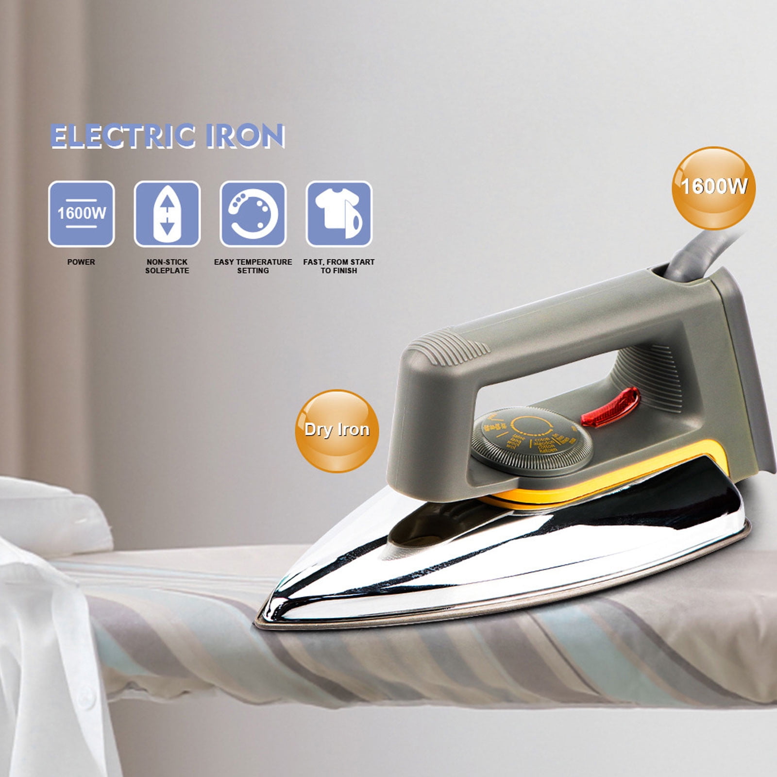 Kezqiaxn Home Gadgets Clearance Expertise Grade 1600W Steam Iron for Clothes With Fast Even Heat Scratch Counteractive, Comfort Grip, True Position Steam Holes Black