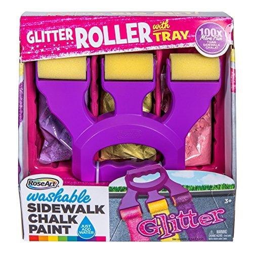 RoseArt Washable Sidewalk Chalk Paint Rainbow Glitter Roller