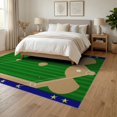 thumbnail image 3 of ODIKA 6'x9' Washable Area Rug Baseball Field Sport Diamond With Athletic Star Border And Bat Motif for Family Room, Living Mater Bedroom, Non-Slip, Easy Care, 3 of 7