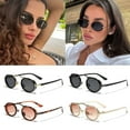 thumbnail image 4 of for Women & Men UV400 Protection Small 2024 Fashion Punk Sunglasses Metal Frame Shades Y2K Eyewear Oval Sun Glasses LEOPARD-TEA, 4 of 8