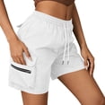 thumbnail image 3 of Cargo Shorts Women Baggy Y2K Summer Drawstring Elastic Waist Casual Wide Leg Bermuda Shorts with Pockets, L, 3 of 8