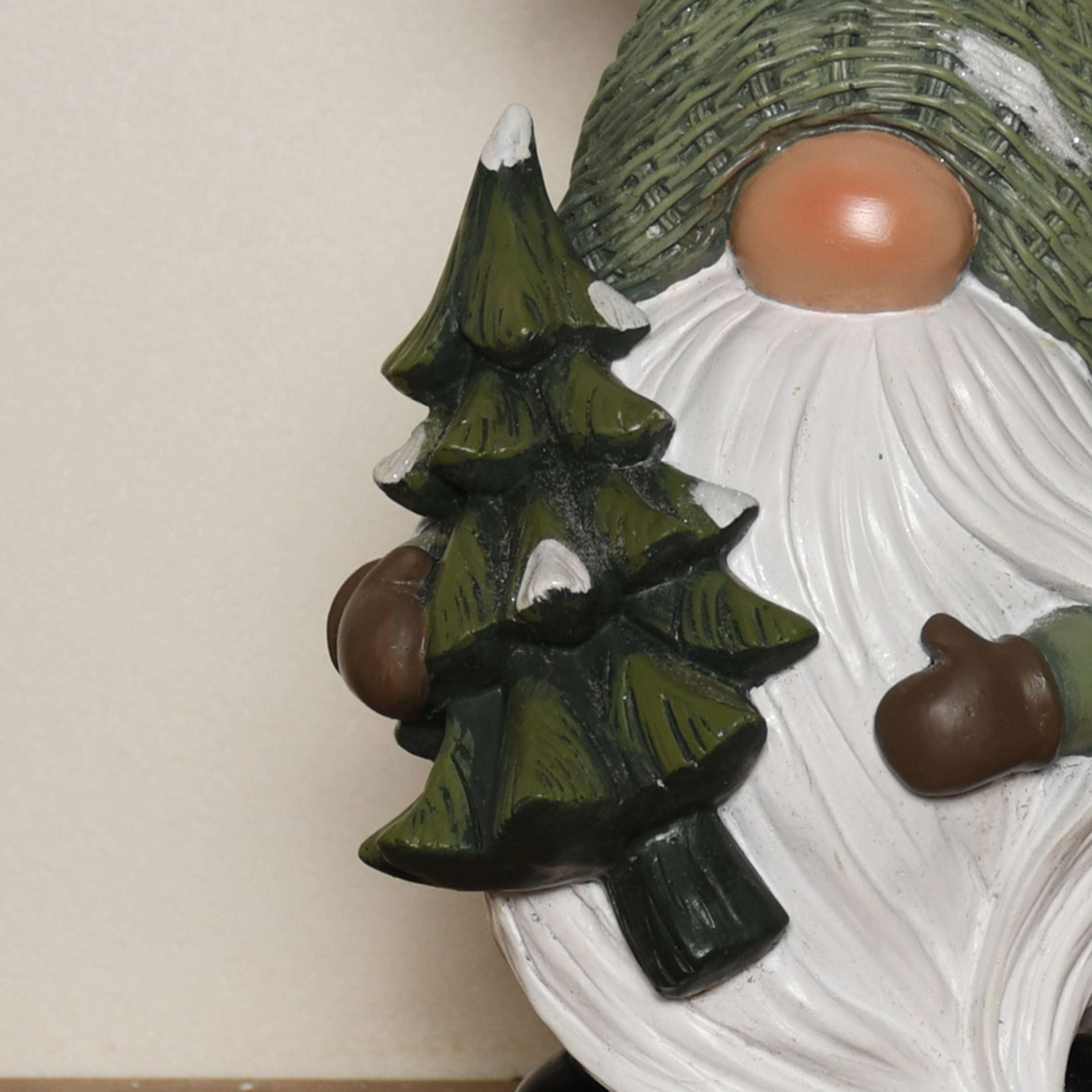 Holiday Time 11" Christmas Resin Gnome Decoration, Green, 1 Count, Measures 11" in height