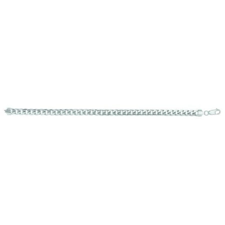 Royal Chain WHMC180-24 24 in. 14K White Gold Semi Solid Miami Cuban Chain with Lobster Clasp
