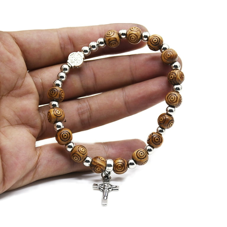 Mens wooden store rosary bracelet