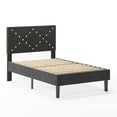 thumbnail image 2 of Segmart Twin Bed Frame with Adjustable Upholstered Button Headboard and Wooden Slats, Velvet Button Tufted Platform Bed Frame, Box Spring Needed, Easy Assembly, 500lbs, Black, SS721, 2 of 8
