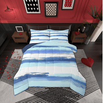 Manfei White Blue Ombre Bedding Comforter Set,Geometric Graffiti Lines Twin Comforter Sets,Graffiti Aesthetic Artwork Bedding Set For Boys Kids,Microfiber Bedroom Decor Reversible,2-Piece