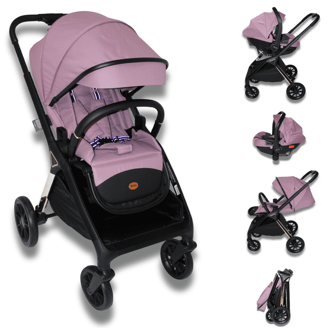 Capri DLX travel system mango ajustable +portabebé autoasiento rosa