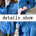 thumbnail image 4 of PIKADINGNIS Blue Denim Shirt Women Spring Autumn Pockets Long Sleeve Blouses Tops Fashion Button Turndown Collar Jacket Female, 4 of 6