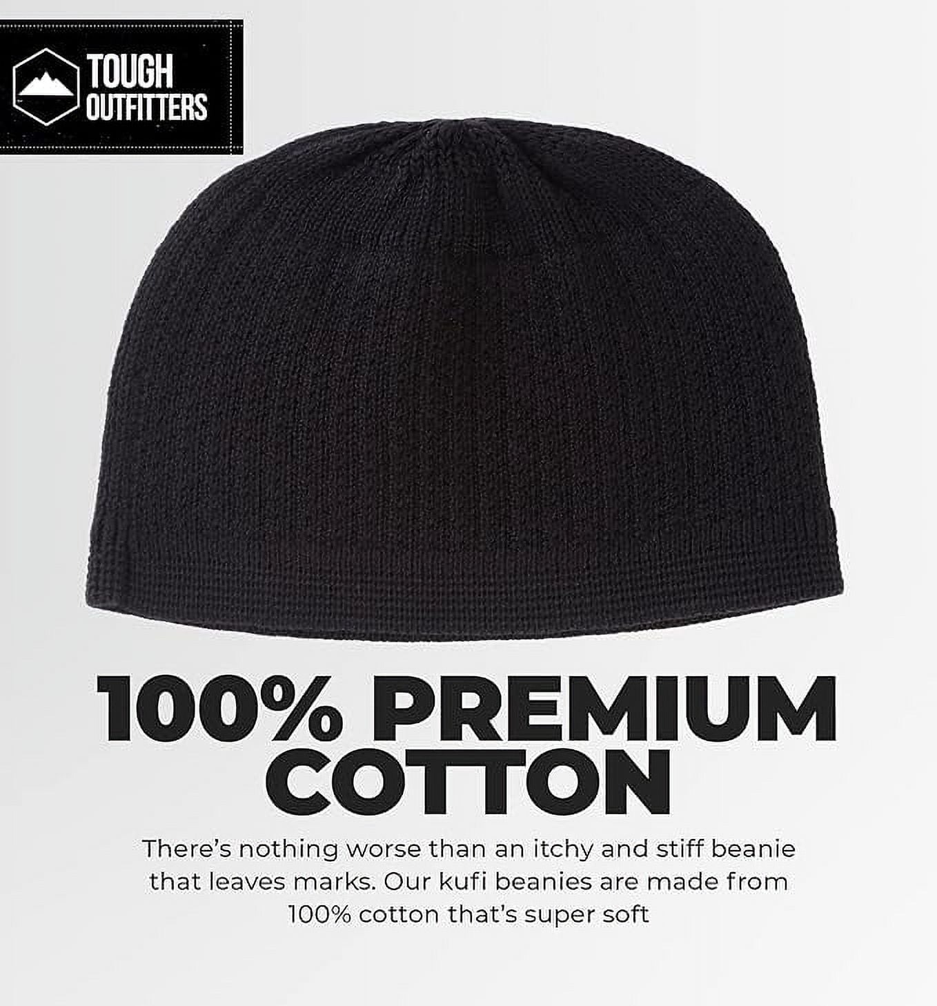 Tough Headwear Men's Black Lattice Crochet Kufi Hat, 100% Premium