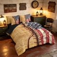 thumbnail image 2 of Manfei Retro Manuscript Twin Bedding, Vintage US Flag Bedding Comforter Set, Red White Blue, Black Reversible 7 Pieces, 2 of 6