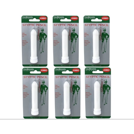 Clubman Jumbo Styptic Pencil, Treat and Seal Shaving Cuts Instantly, Anti-hemorrhaging Stick, First Aid, White, 1 oz (Pack Of 6)