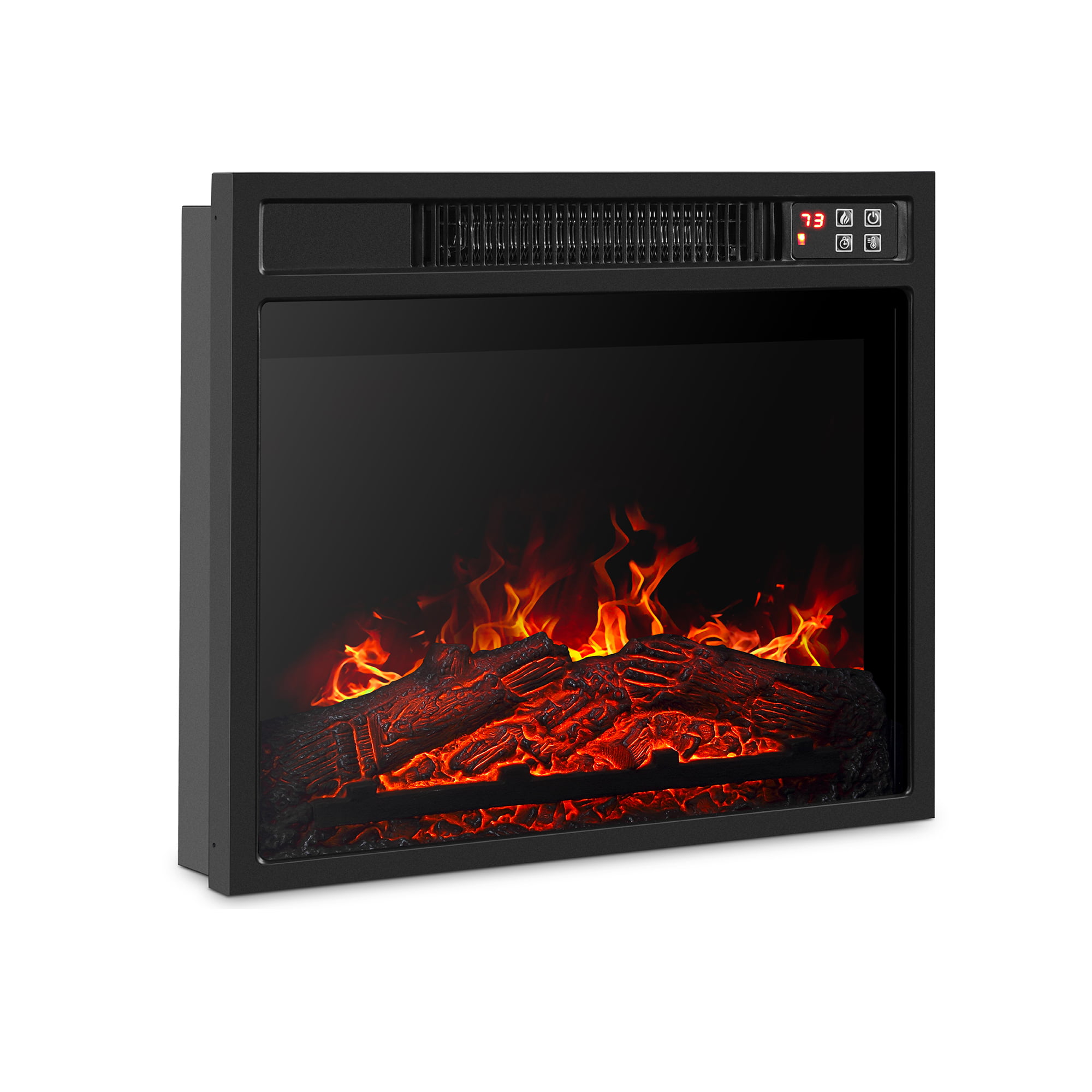 Black BELLEZE 18 Embedded Electric Fireplace Insert Remote Heater Glass View Adjustable Log Flame 1400W