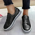 thumbnail image 2 of OAVQHLG3B New Style Sequined Flat Lace-up Casual Women's Single Shoes Shallow Mouth Platform Shoes, 2 of 8