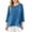 Blue, variant on Summer Linen Shirt for Women Casual Solid Color Workout Tops Fast Drying Crew Neck Blouse 3/4 Sleeve Loose Going Out Tops with Pockets