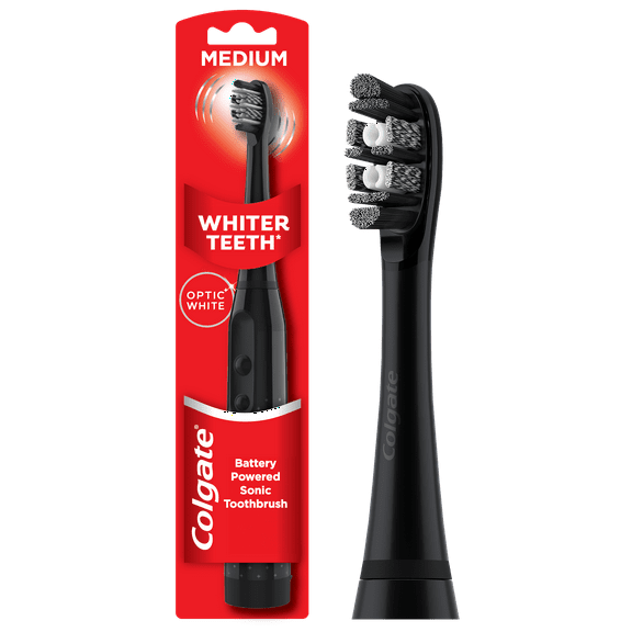 Colgate Optic White Adult Sonic Toothbrush, Medium Bristle Battery Toothbrush for Adults, 1 Ct