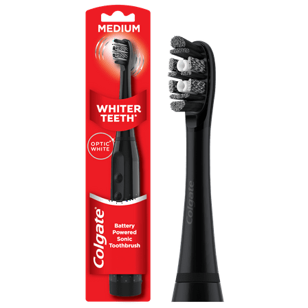 Colgate Optic White Adult Sonic Toothbrush, Medium Bristle Battery Toothbrush for Adults, 1 Ct