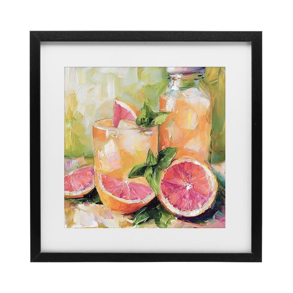 Stupell Industries Contemporary Grapefruit Summer Refreshment Black Framed Print Under Glass, 13 x 13, by Riley B