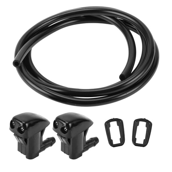 Unique Bargains Windshield Washer Nozzle Front Windshield Spray Nozzles Wiper Spray Washer Jet With 2 Pcs Gasket,1.2 Meter Fluid Hose for Toyota Sienna 00-2011 Black