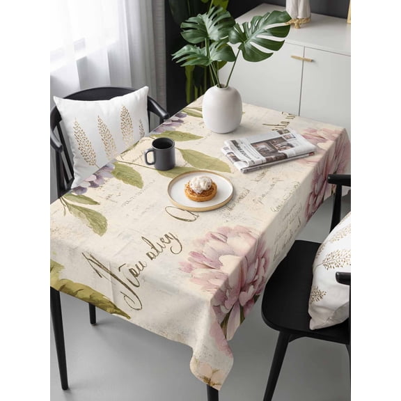 Spring Hydrangea Floral Tablecloth Rectangle Table Cloths 54x108, Waterproof Tablecloth Outdoor Table Cloth, Vintage Botanical Flowers Washable Table Cover for Kitchen Dinning Party
