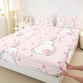 thumbnail image 3 of jejeloiu Cartoon Rabbit Twin Sheet Sets,Cute Polka Dots Twin Fitted Sheet,Pink White Flat Sheet For Girls Teens,Microfiber Bedroom Decor,3 Pieces, 3 of 7