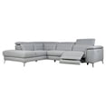 thumbnail image 4 of Lexicon 2-piece Leather Power Sectional with Left Chaise in Light Gray/Chrome, 4 of 10