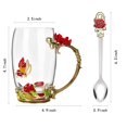 thumbnail image 2 of Set de Taza de Vidrio OEAGO con Diseño de Mariposa y Rosa con Cuchara, 2 of 7