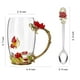thumbnail image 2 of Set de Taza de Vidrio OEAGO con Diseño de Mariposa y Rosa con Cuchara, 2 of 7