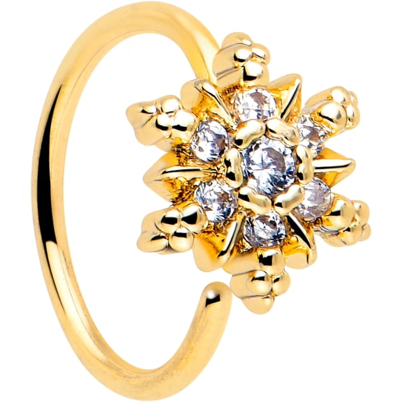Body Candy 20 Gauge 5/16 Clear CZ Gem Gold Tone Glam Snowflake Nose Hoop Stainless Steel for Women