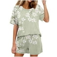 thumbnail image 1 of Conjunto de Pijama de las Mujeres de Moda Casual Color Sólido Casa Manga Corta Cuello Redondo Superior Y Pantalones, Ropa de Salón, 1 of 8