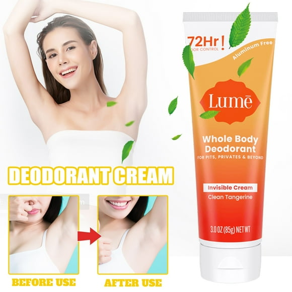 Lume Whole Body Deodorant - Invisible Cream Tube - 72 Hour Odor Control - Aluminum Free, Baking Soda Free, Skin Safe - 3.0 ounce (85g)