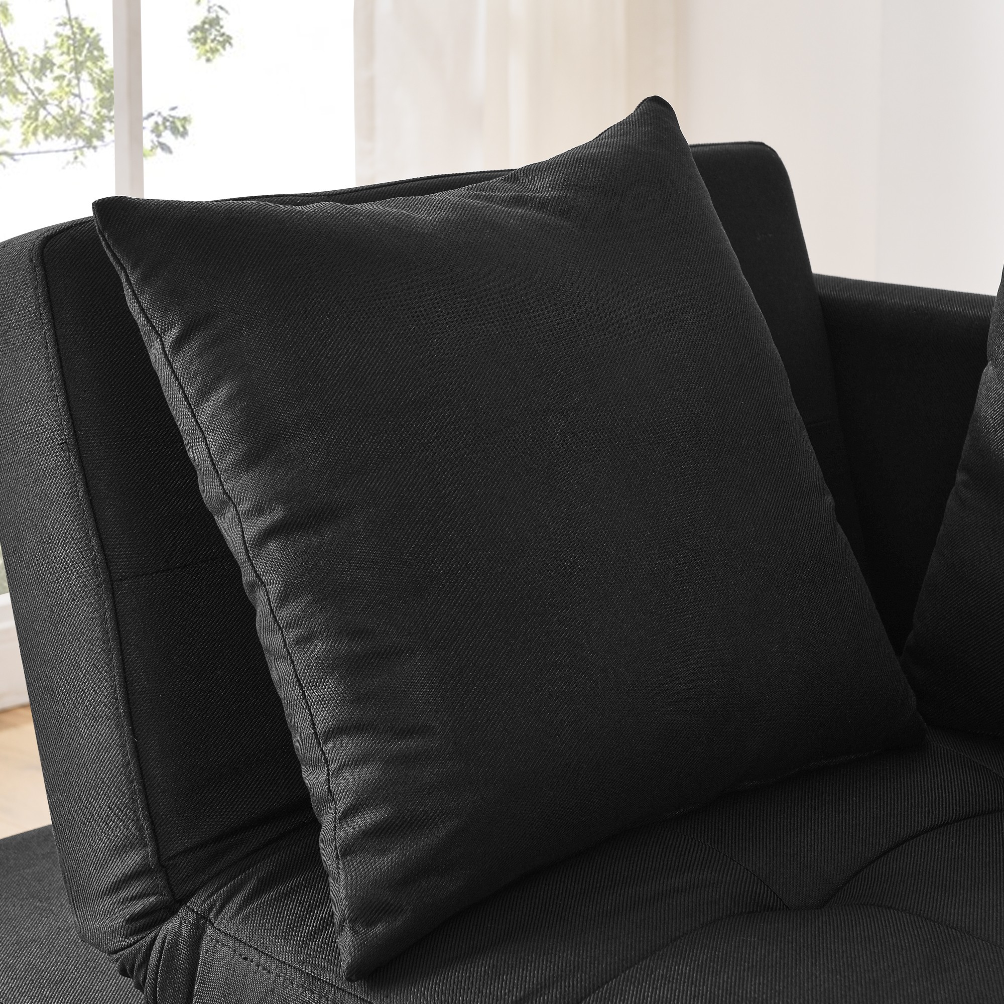 Leumius Sleeper Sofa Chair Bed 3 in 1 Convertible Bed Chair with Adjustable Backrest Linen Sleeper Chair Pull-Out Sofa Bed for Small Spaces,Living Room,Black