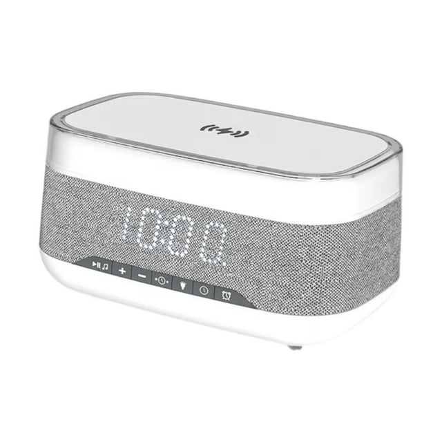 Altavoces portátiles,Altavoz BT multifuncional sonido estéreo Premium,Cargador inalámbrico de carga rápida fácil de transportar,Luz LED colorida Volumen ideal para regalo Blanco