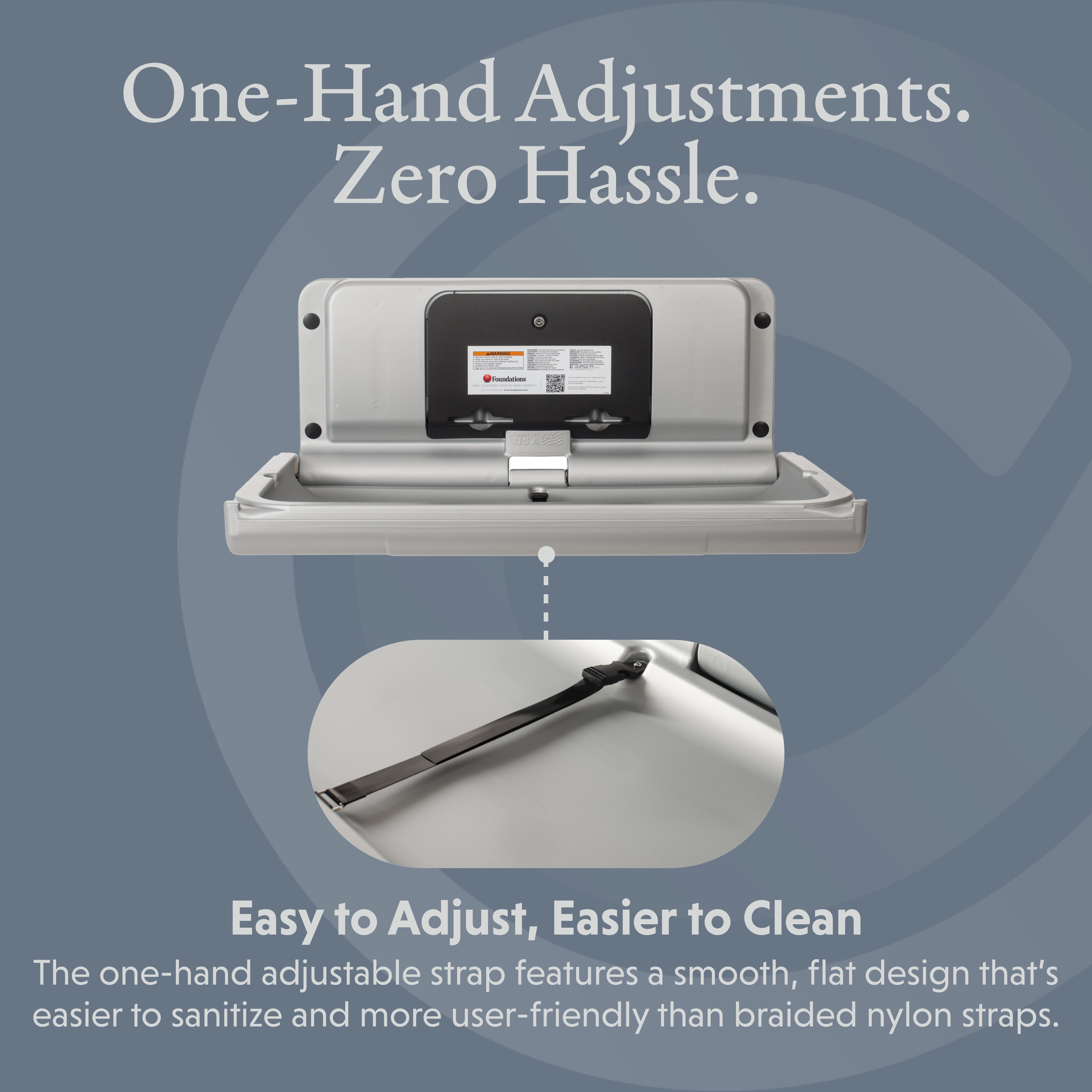 Foundations Ultra Horizontal Baby Changing Station, EZ Mount Backer Plate Included,Silver (200-EH-04)