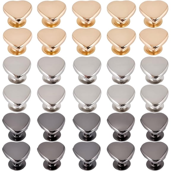 120Pcs Heart Shaped Decoration Metal Rivets 12mm 3 Colors Screw Back Studs Iron Screw on Rivet Bead Small Screwback Studs