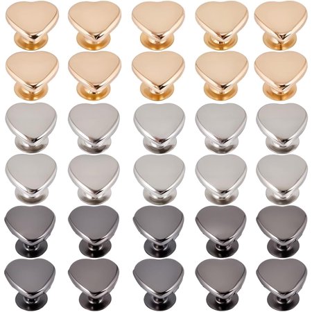 120Pcs Heart Shaped Decoration Metal Rivets 12mm 3 Colors Screw Back Studs Iron Screw on Rivet Bead Small Screwback Studs