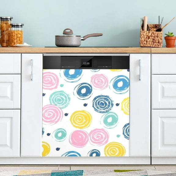 Swirl Circle Dishwasher Magnet Cover Magnetic Fridge Door Cover Home Kitchen Decor 23"x 26"