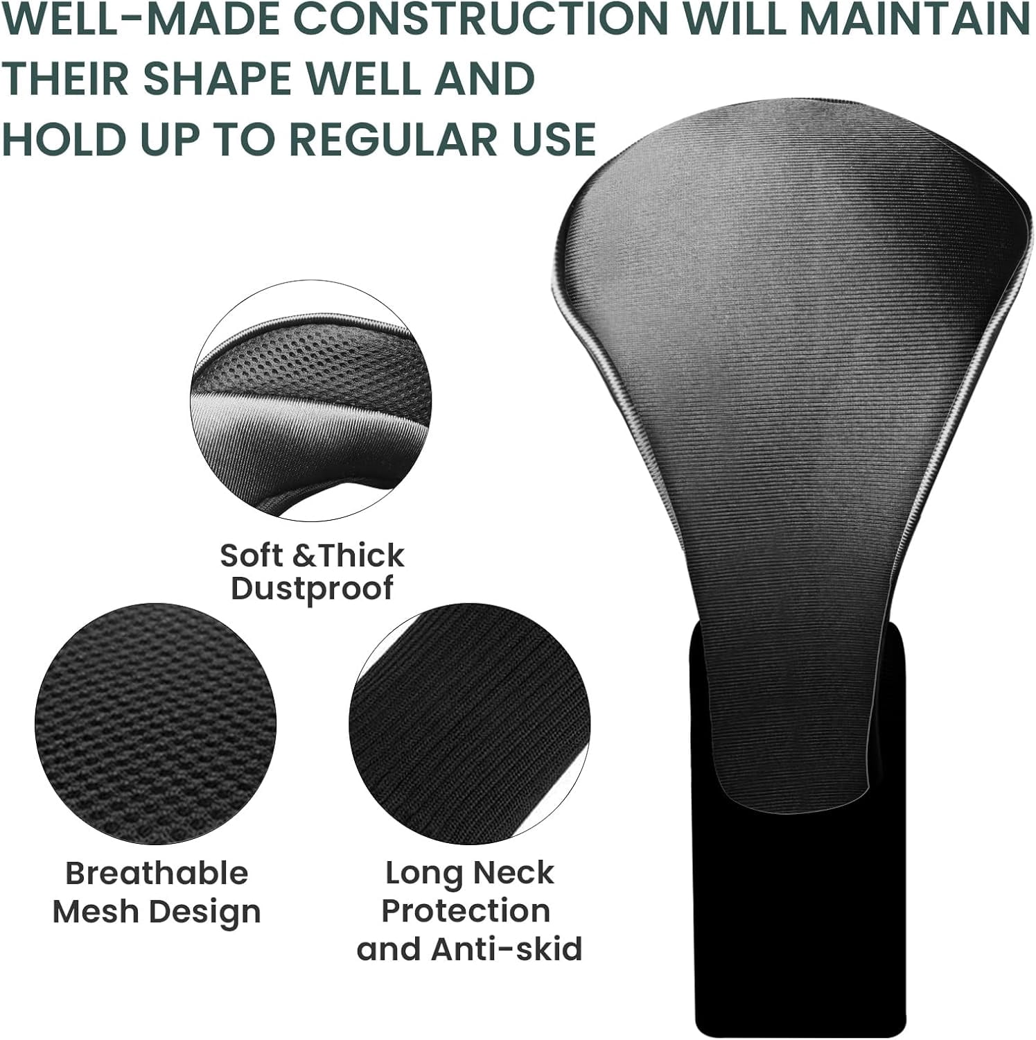 FINGER TEN Golf Club Head Covers for Woods Long Cover Driver Hybrid Fairway, Headcovers with Interchangeable No. Tag Novelty Durable Fit Woods Clubs
