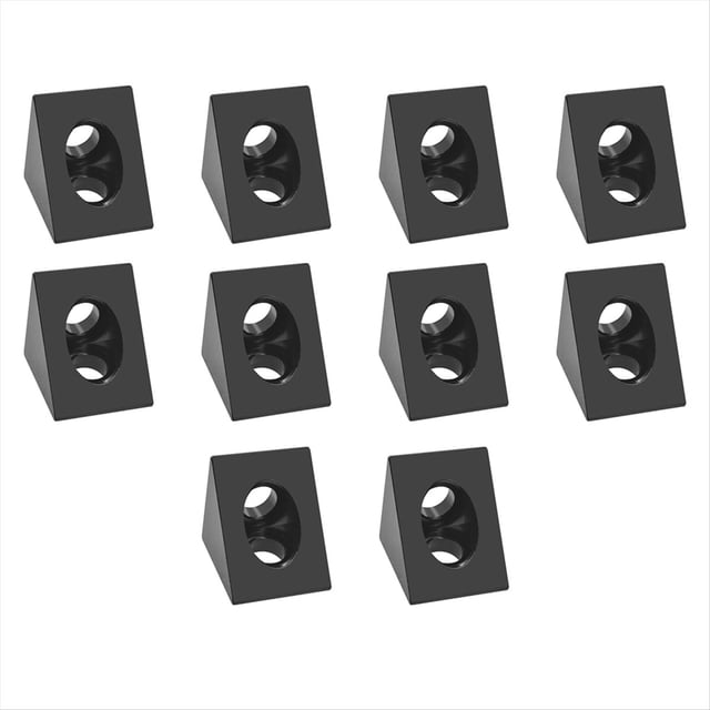 Conector de Soporte en Ángulo de 90 Grados para CNC e Impresora 3D, Ranura en V de Bricolaje, Esquina Negra para Perfil de Aluminio 2020, 10 Piezas